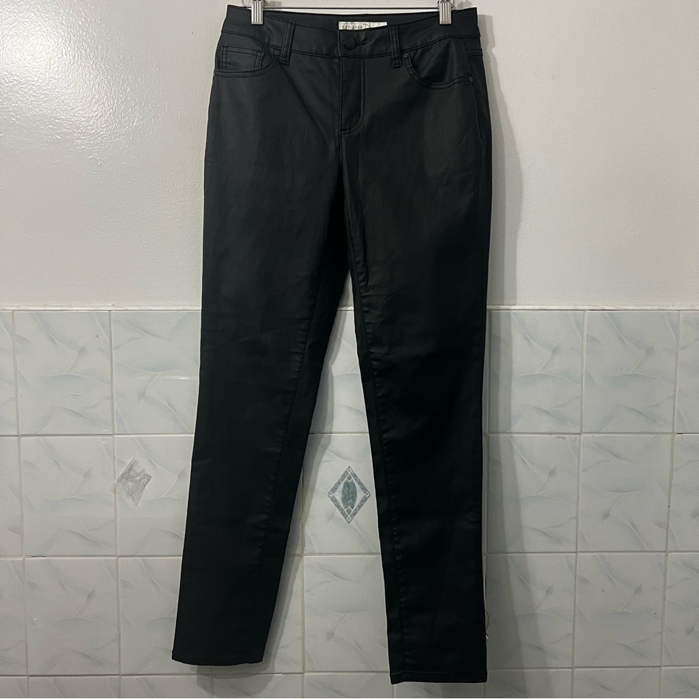 Est. 1946 Denim Mid Rise Womens Sz 8 Black Faux Leather Pants Stretch Grunge Emo